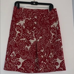 Red white midi skirt